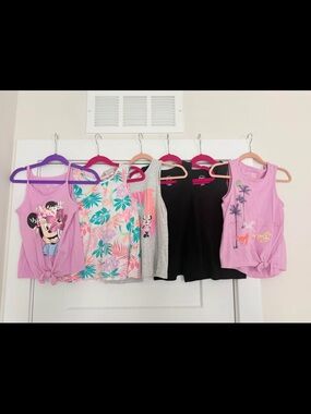 Disney Girls Tank Top Bundle - Pink, Black, Gray, Multi Tropical size 6